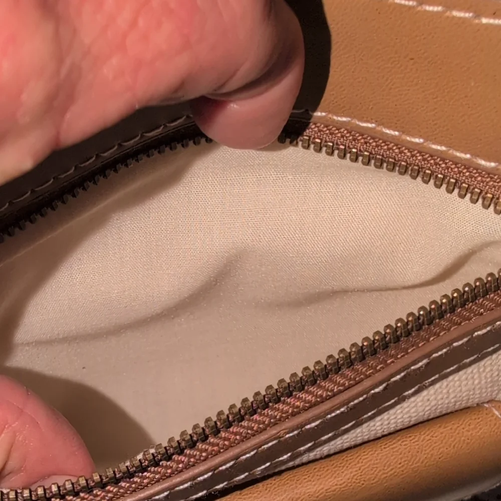 Chloé Canvas & Tan Leather Cosmetics Bag Or Pouch